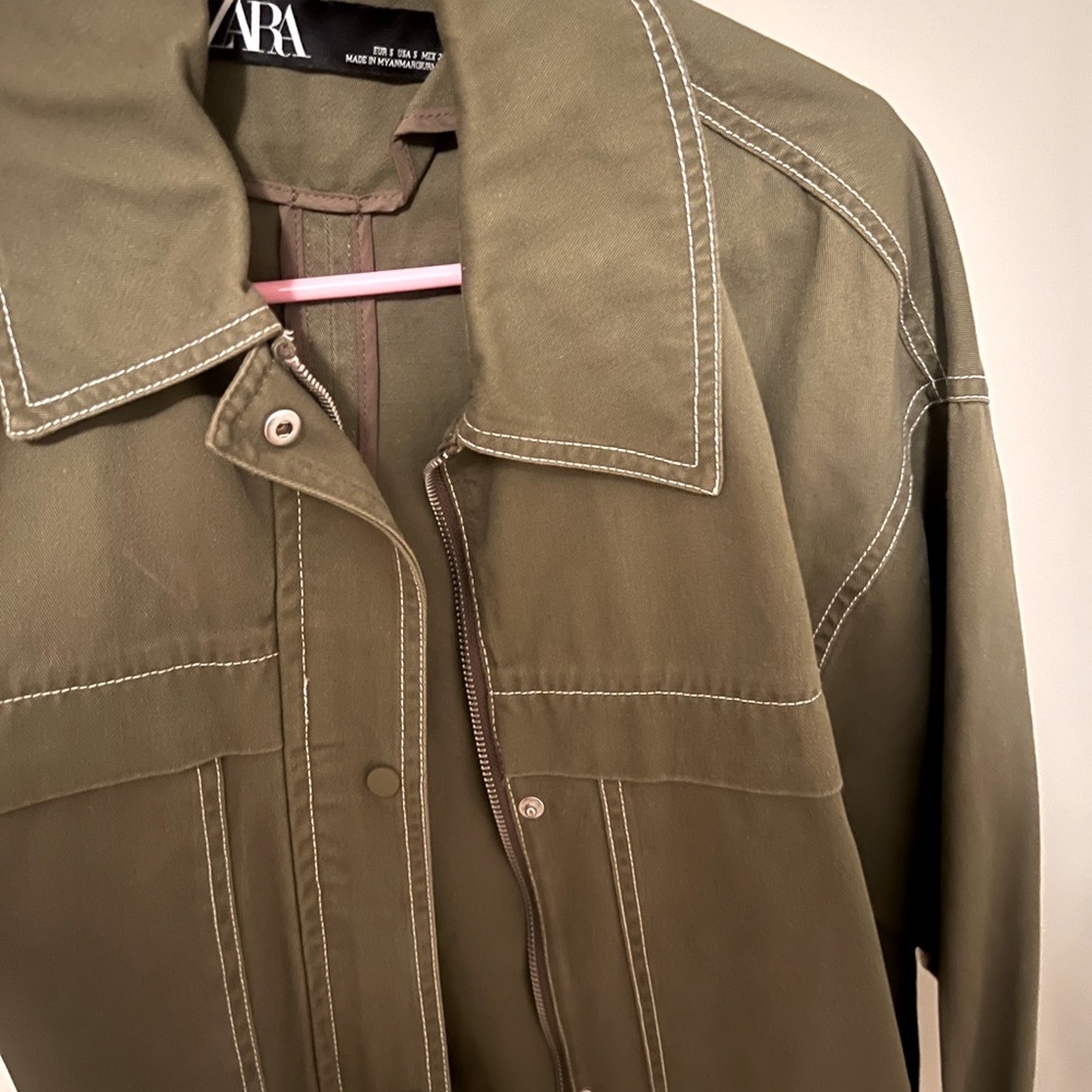 Olive green jacket from zara